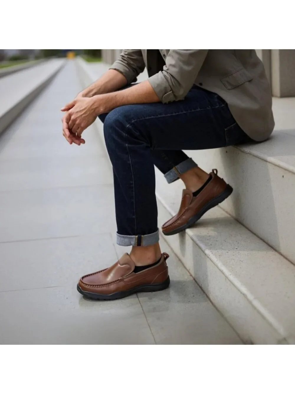 Men's Casual Slip-On Loafers - Breathable Leather Walking Shoes for Comfort